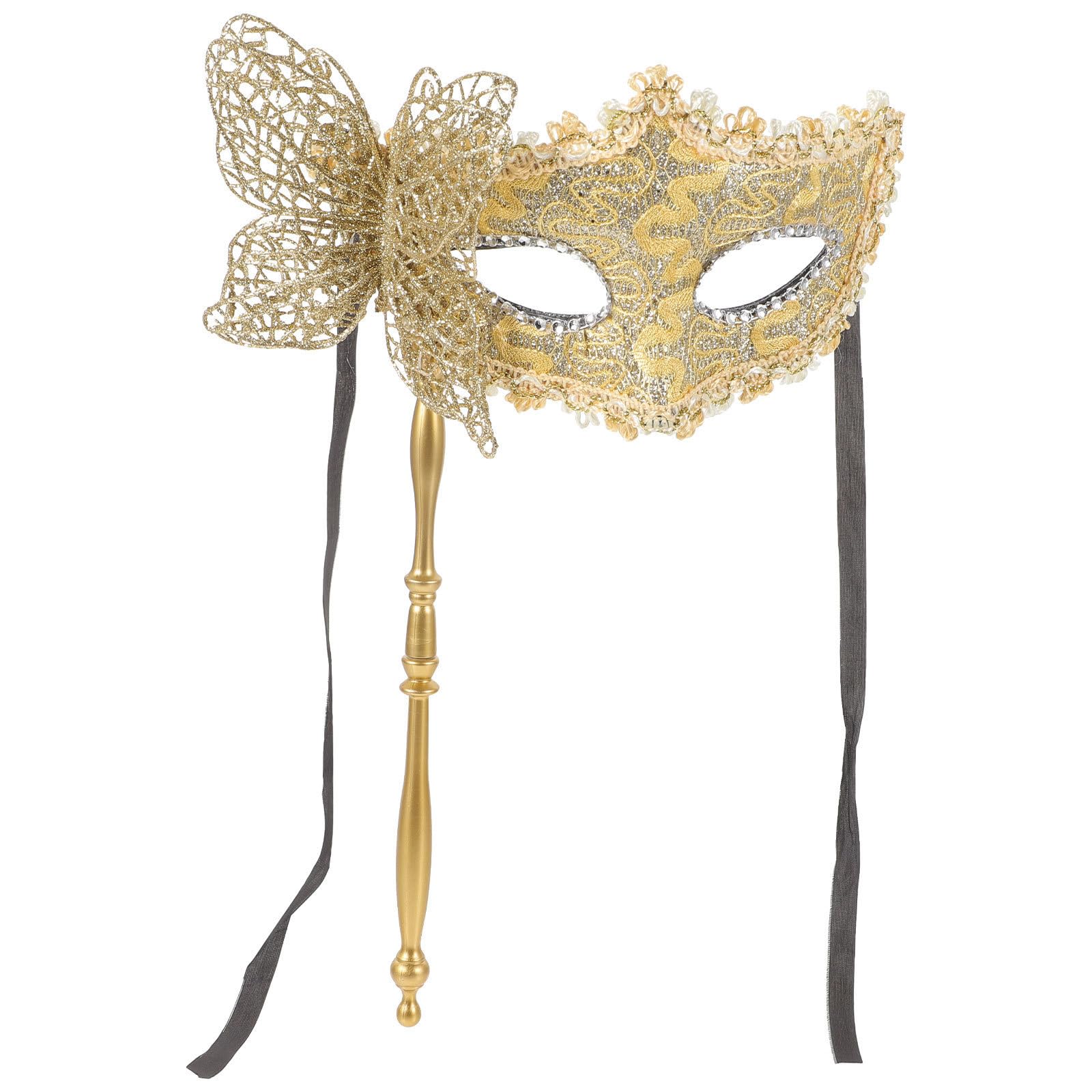 Fomiyes Handheld Masquerade Mask with Stick Golden 32.00X23.00X9.00cm