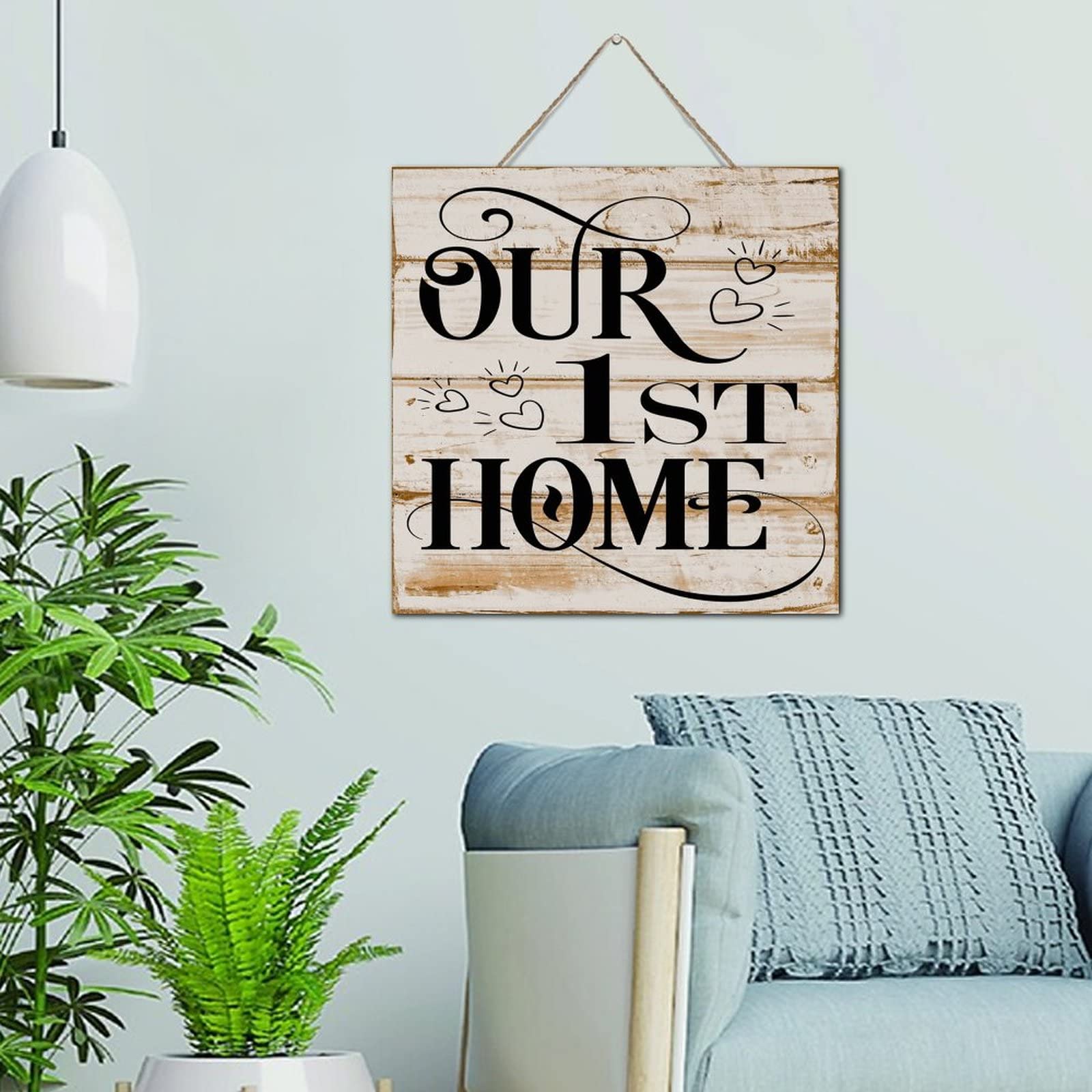 Panneau en bois Our 1st Home plaque decorative murale interieur 30 cm