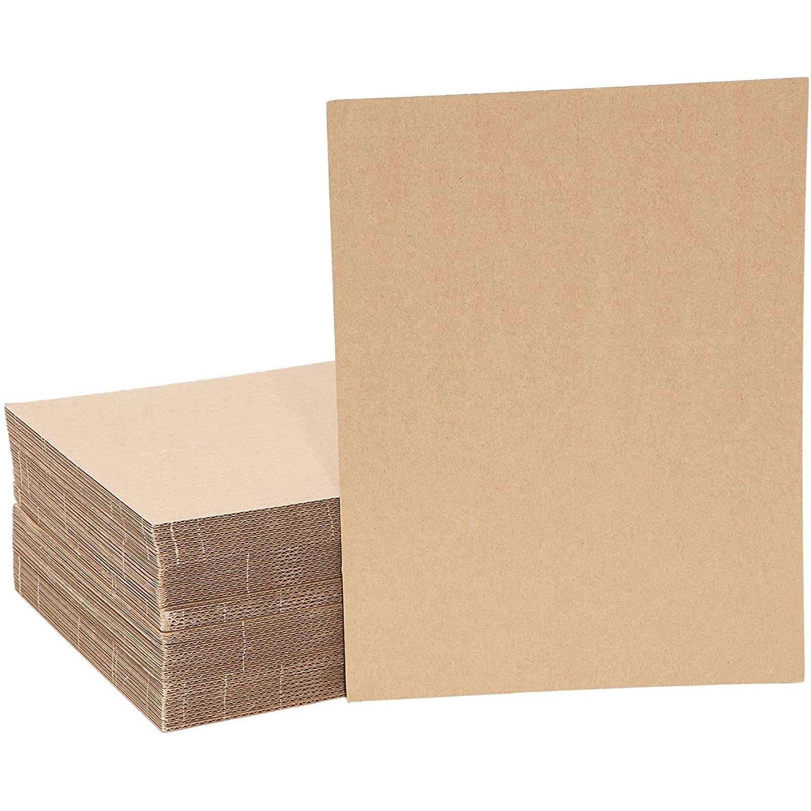 50 Pack Corrugated Cardboard Sheets 229x305 mm, Flat Card Boards, Packaging Inserts for Shipping, Mailing, Arts and Crafts, DIY Projects, Packing Mailers, 2 mm Thick