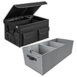 MIU COLOR Car Trunk Organizer, Collapsible Cargo Storage Containers with Strap Handle for Sedan SUV, Black