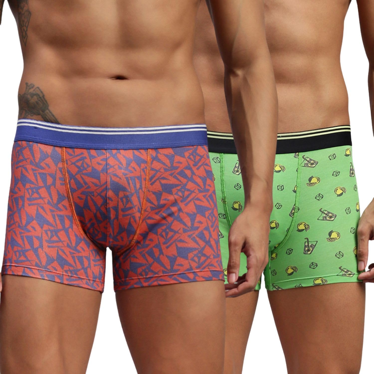 hayu 2PC Pack of Abstract Triangle & Lime 'N' SODA Men Modal Printed Trunks-picture-18