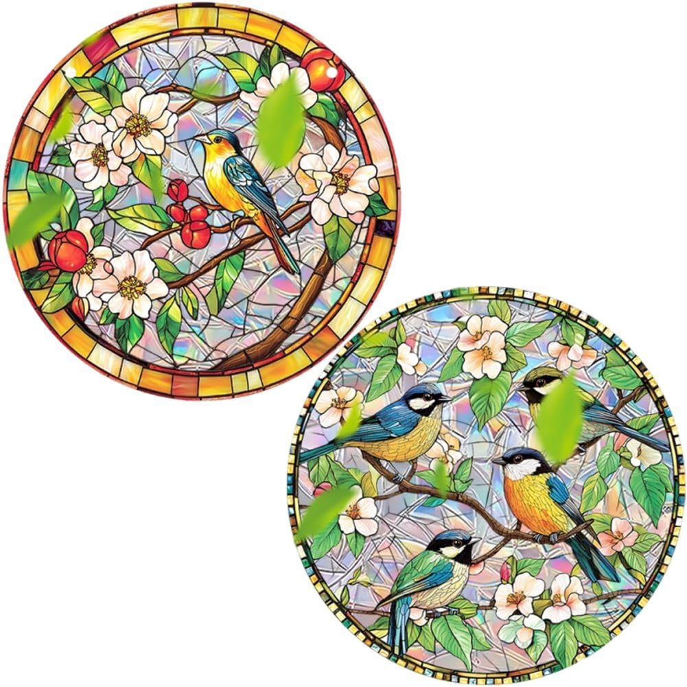 Windows Sun Catcher Colorful Acrylic Window Art Decor Round Stained Glass Suncatcher Hanging Ornament