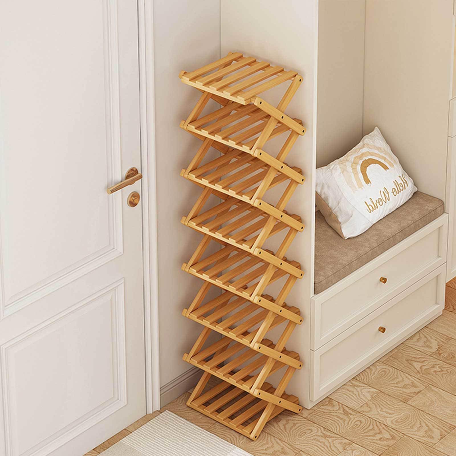 Foldable Shoe Rack Tiers Bamboo Shoe Shelf Shoe Organizer For - Main Image