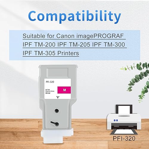 Miniatura 3 de Cartucho de tinta compatible de repuesto para Canon PFI-320 PFI320 PFI-320M PFI320M 300ML para Canon imagePROGRAF IPF TM-200 IPF TM-205 IPF TM-300