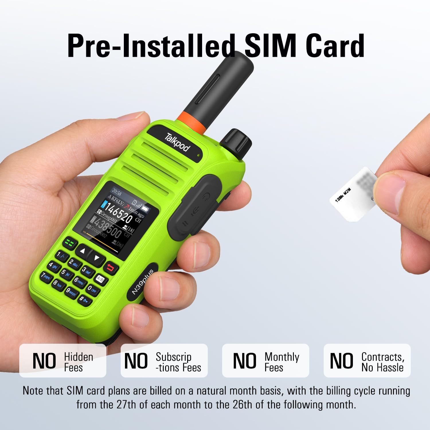 Talkpod N39plus Walkie Talkie Unlimited Range, PoC Radios Nationwide PTT Two Way Radios Long Distance for Family, Logistics, Company with SIM Card (Green) - 4