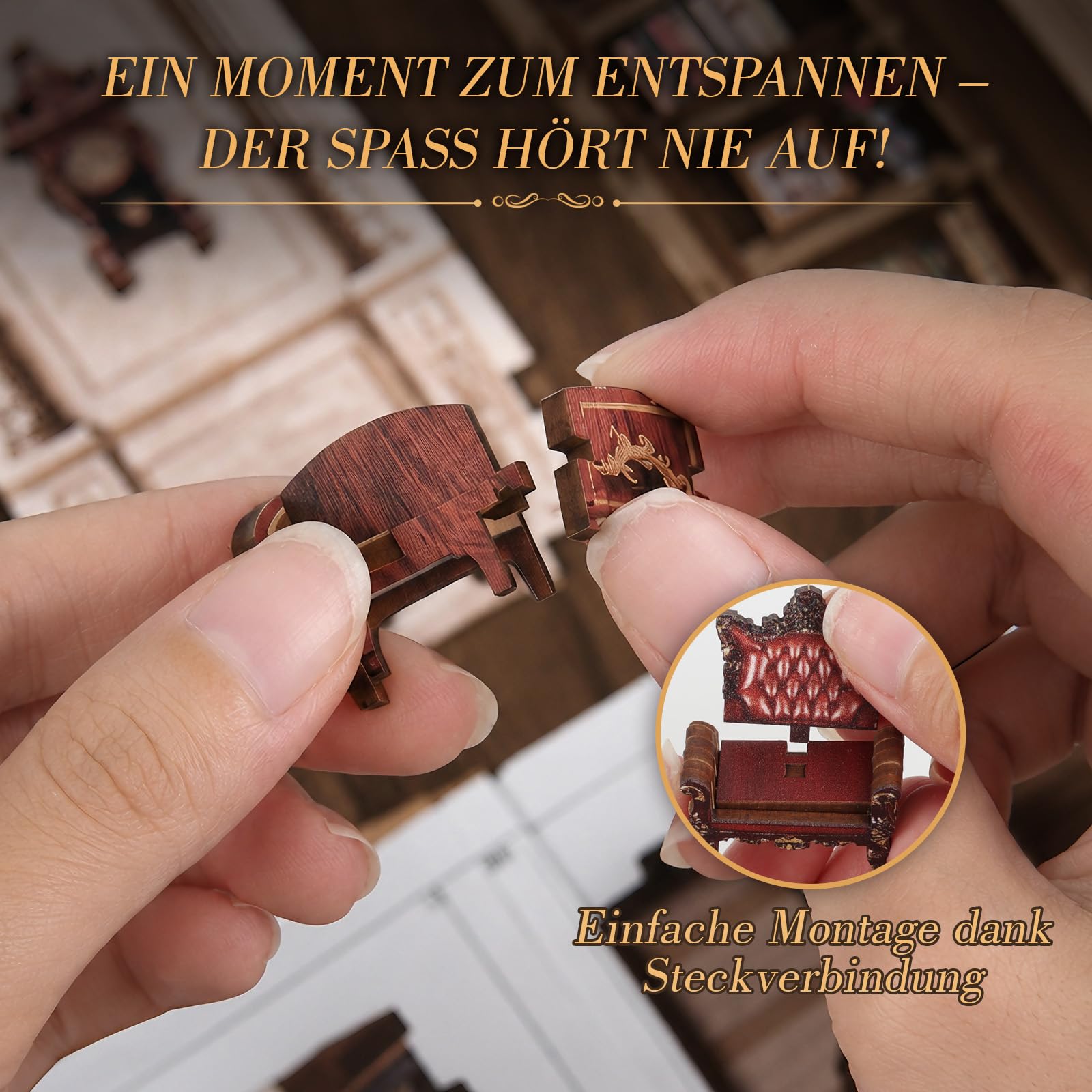 JONRRYIN Book Nook Bausatz Erwachsene, Weisheitsringe 3D Holzpuzzle mit LED-Licht, Miniatur Bausatz, Holzbausatz & Modellbausatz DIY, Kreatives Geschenk (Bibliothek)