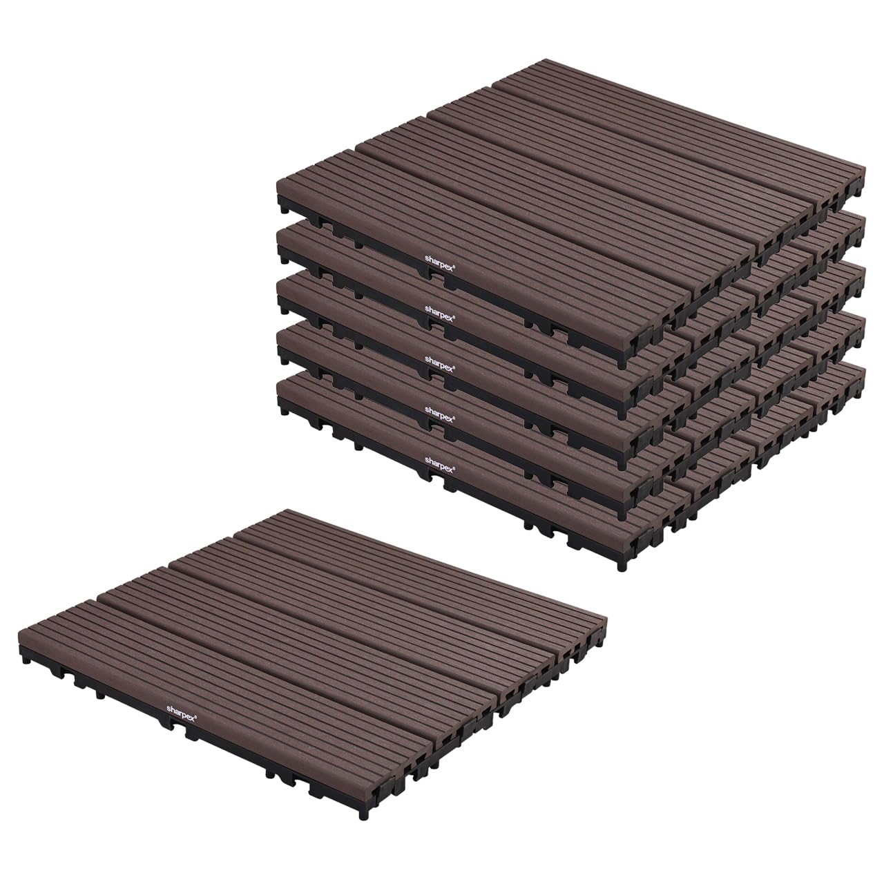 Sharpex WPC Deck Tiles with Interlocking 6 Piece Floor Decking Water