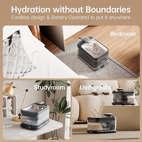 Miniatura 4 de Fuente de agua termostática automática para mascotas, dispensador de agua inalámbrico para mascotas, calefacción automática, 4.5L con bandeja de