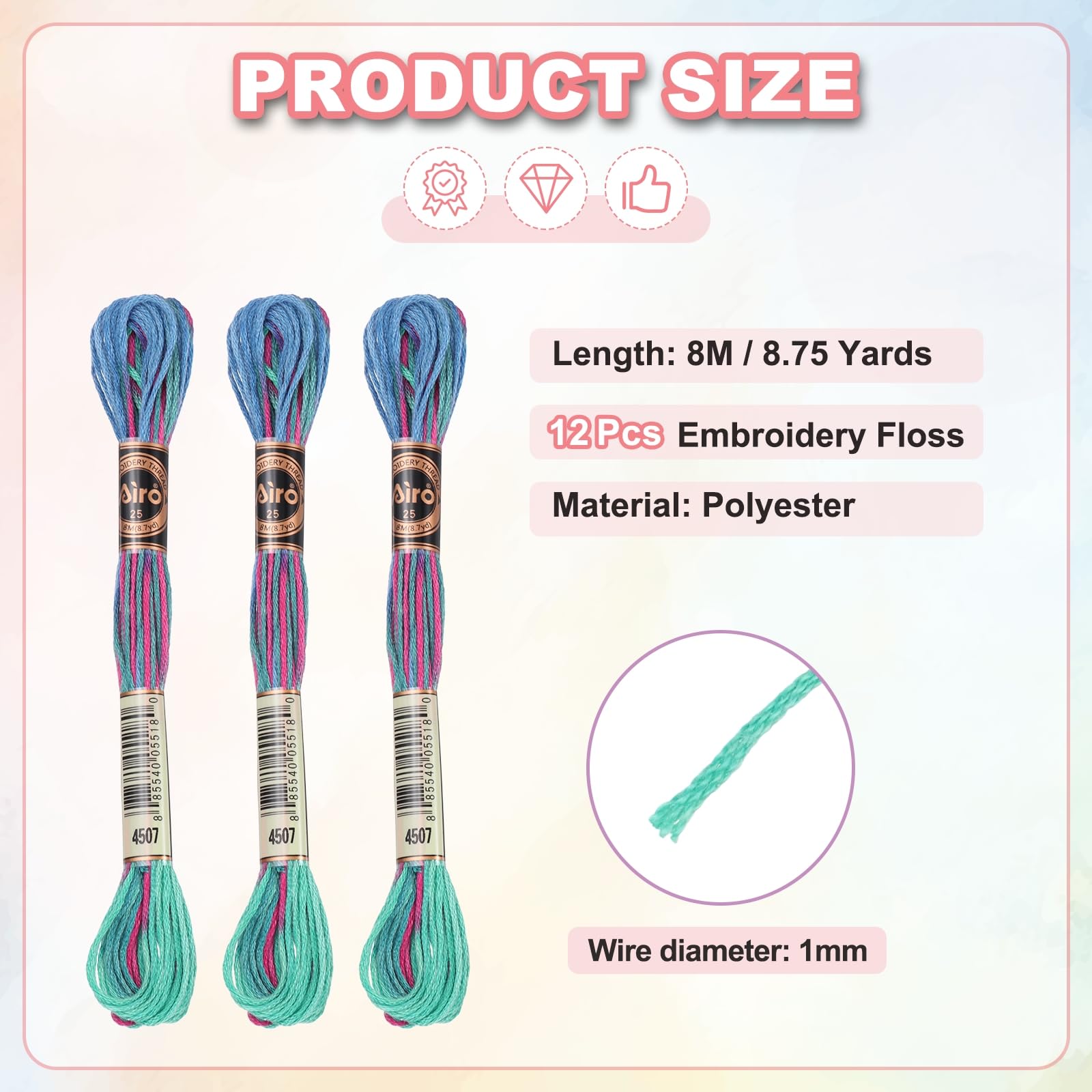 PATIKIL 12 Skeins Embroidery Floss, Polyester Embroidery Threads Bracelets String for Cross-Stitch Hand Embroidery, Green Blue - Image 2