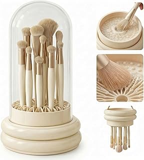 soporte para brochas de maquillaje con tapa