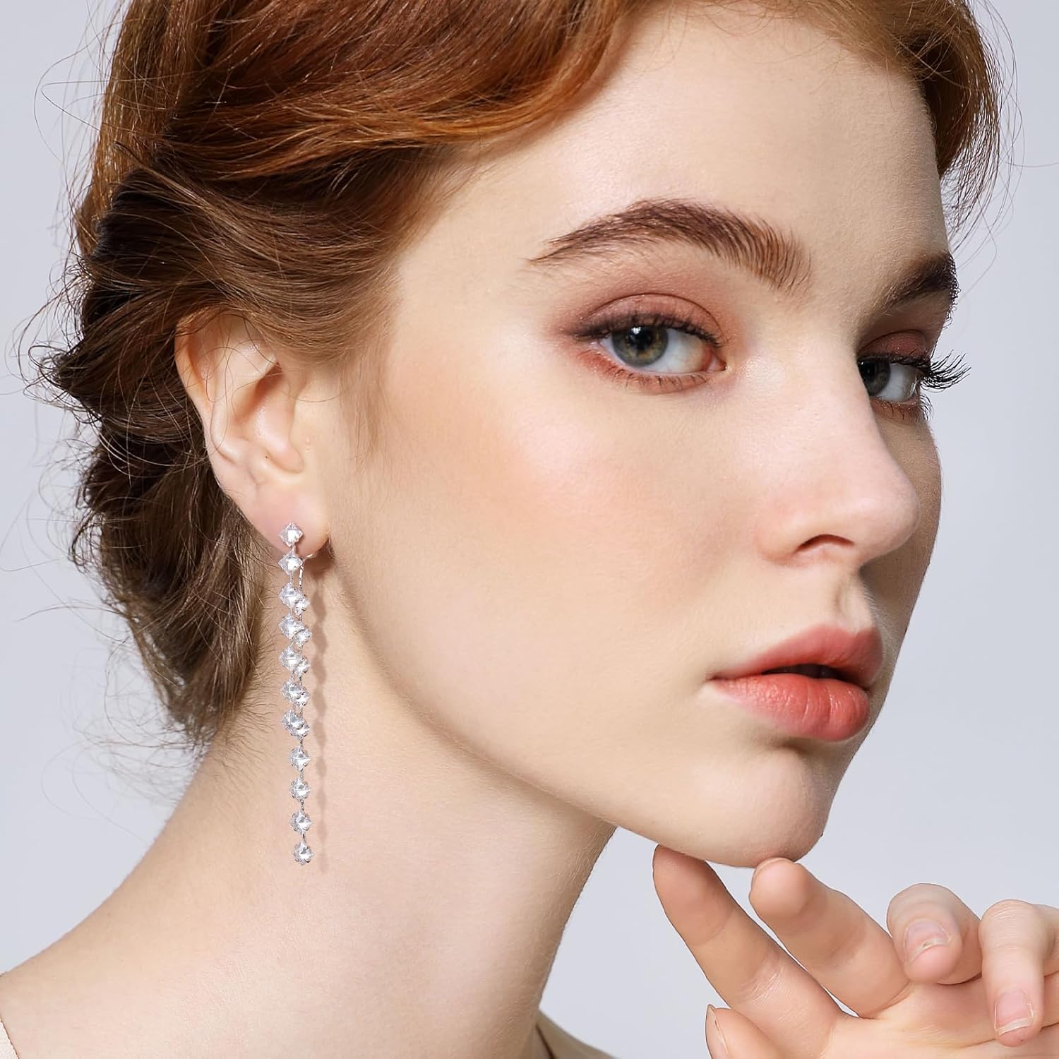 Sterling Silver Dangle Earrings for Women Trendy Cubic Zirconia Long Dangle Drop Earrings Dainty Minimalist for Prom Party Jewelry - Image 4