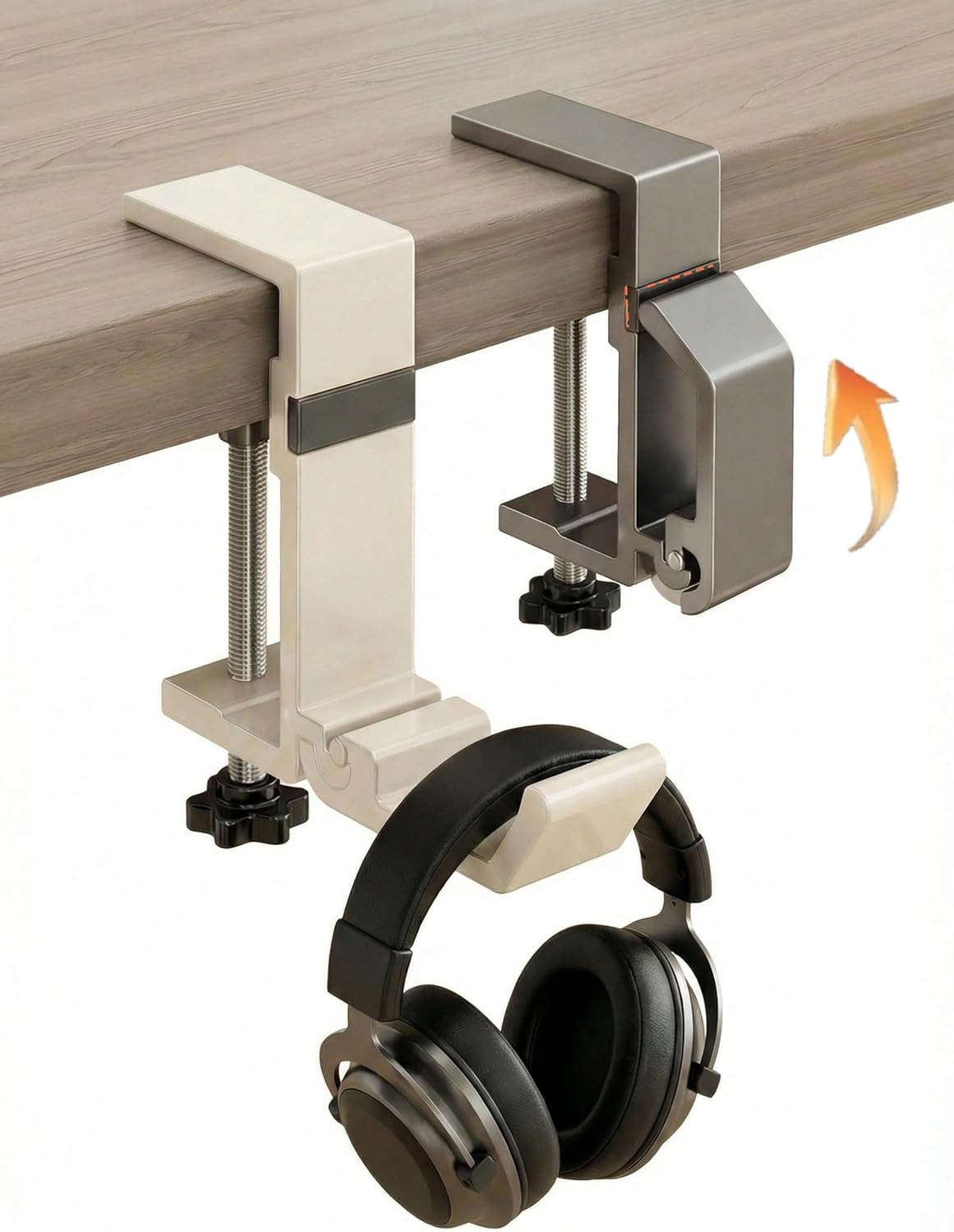 Bag Hooks & Desk Hook for Tables, Aluminum Alloy Foldable Headphone Holder, Foldable Clamp Hook for Office Computer Student Class Table Handmade Table (2-Pack)(Mixed Colors)