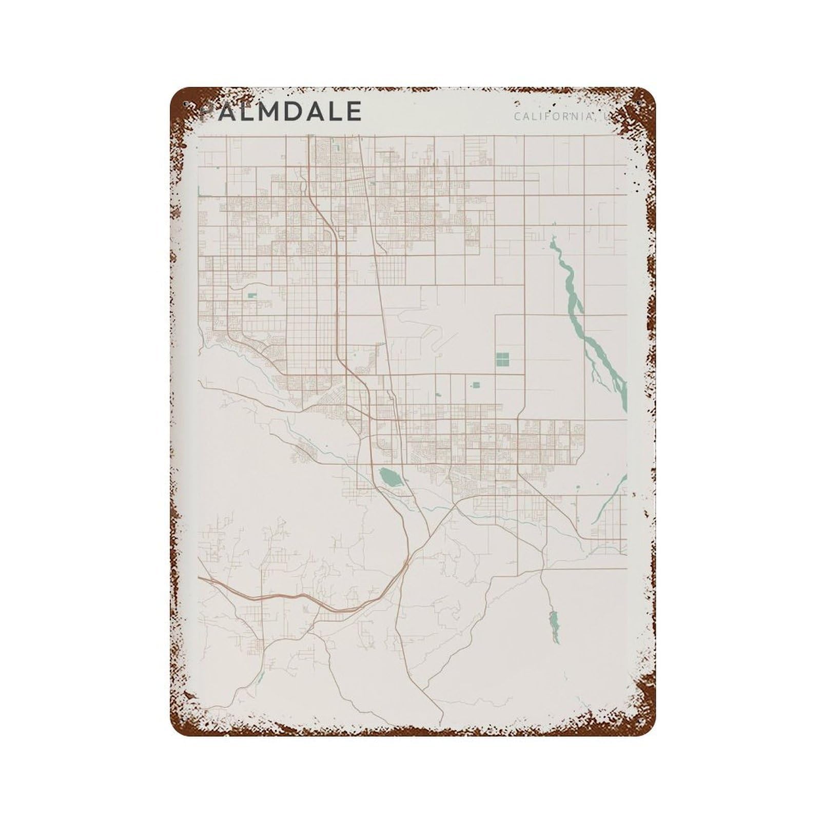 xiaoxiaoshen Palmdale Map California Travel Gift Minimalist Wall Decor Art Metal Tin Poster Modern Home Decor Art Home Bar Shop Decorations Vintage Sign 40x30cm