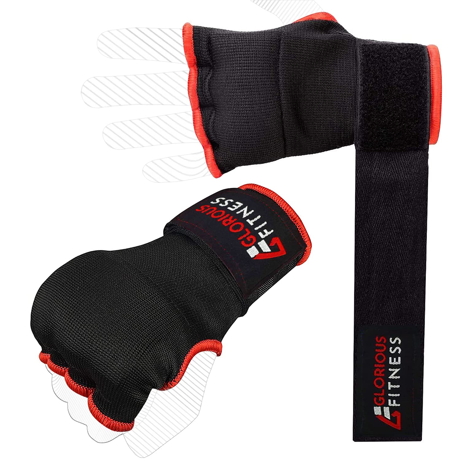 Boxing Inner Gloves Hand Wraps Gel Padded Punching Boxing Bag MMA Muay Thai inner Gloves, Elasticated Padded Bandages Long Wrist Support for MMA, Muay Thai, Kickboxing, Martial Arts