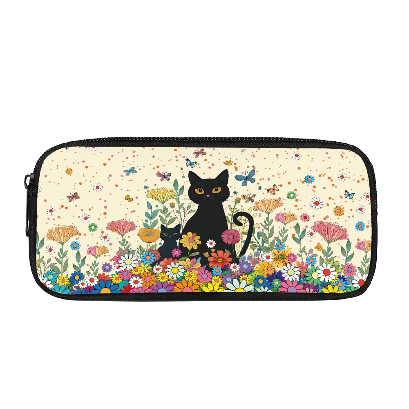 Showudesigns Black Cat Pencil Case for Boys Girls Pen Bag Box Large Capacity Storage Pouch Pencil Holder Flower School Stationery Supplies Office Makeup Bags โ image 1