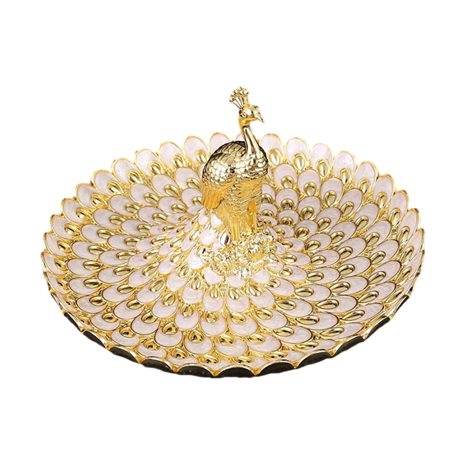 Coupe à fruits motif paons en métal au design élégant et raffiné