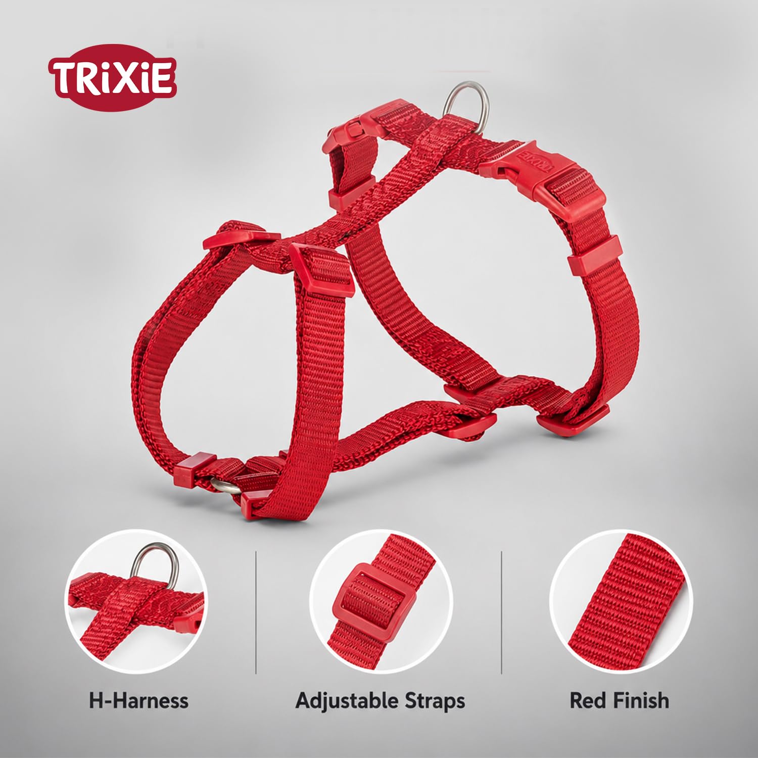 Trixie Uprząż XXS, 20–32 cm/10 mm, Czerwony