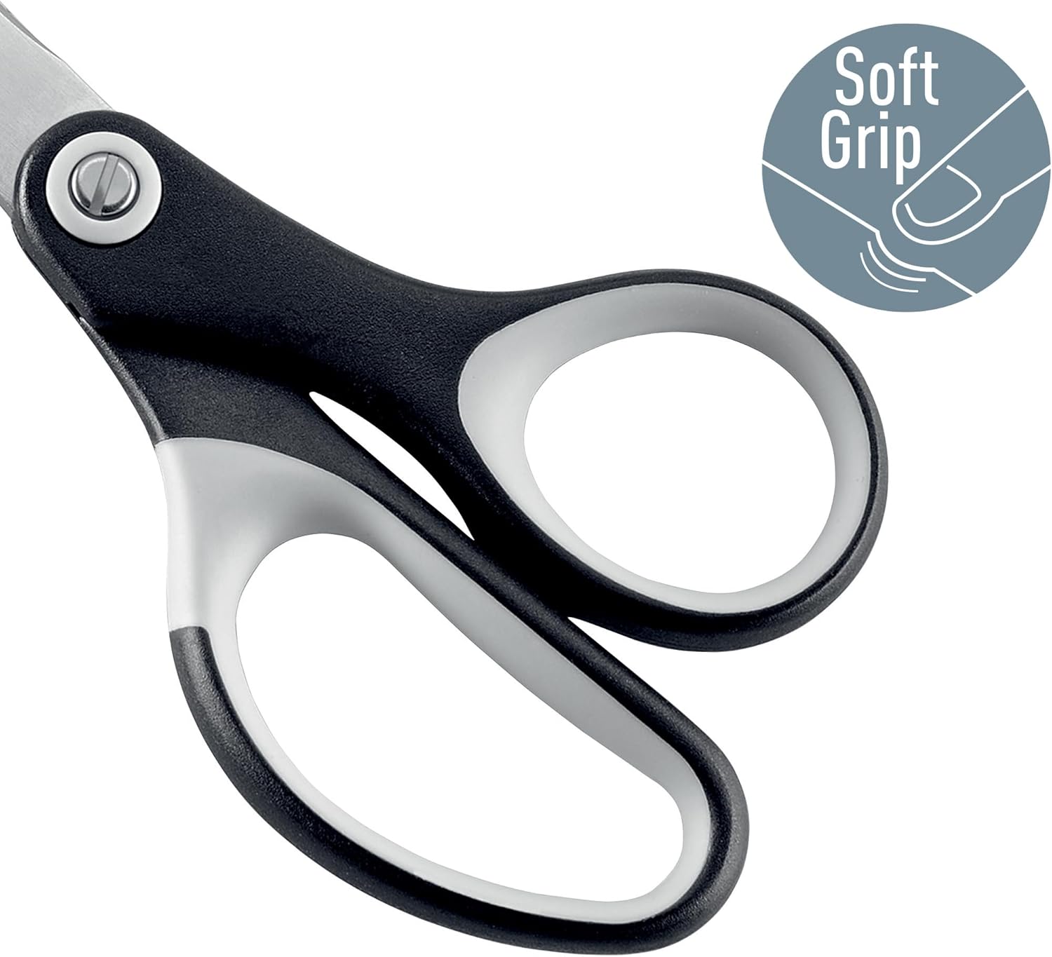 Leitz Titanium Scissors, Right or Left Handed (Ambidextrous), 180 mm, Office Stationary, Ergonomic Handle, Black