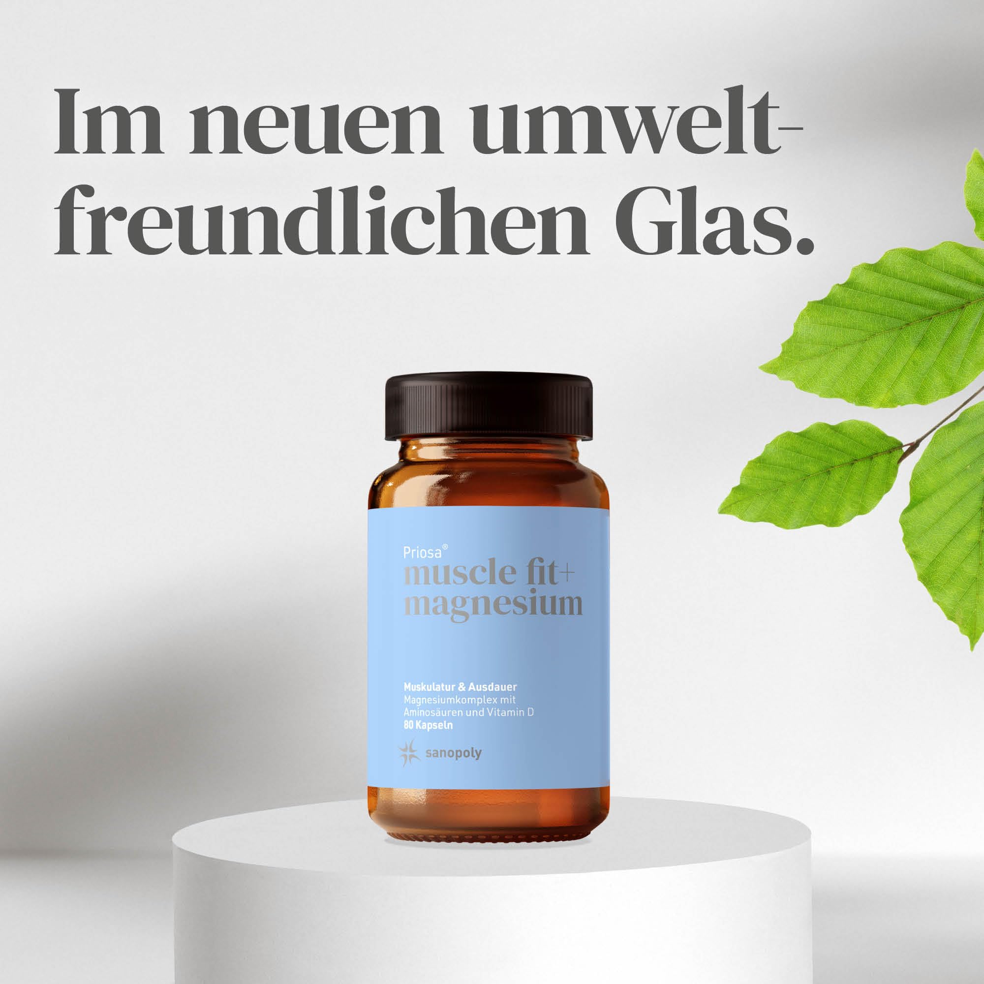 Priosa Muscle Fit + Magnesium Komplex - 80 Kapseln | Synergetische Mischung aus Magnesium, Aminosäuren, Vitaminen & CoEnzymen | hilft bei Muskelkrämpfen | Vegan, Ohne Zusatzstoffe