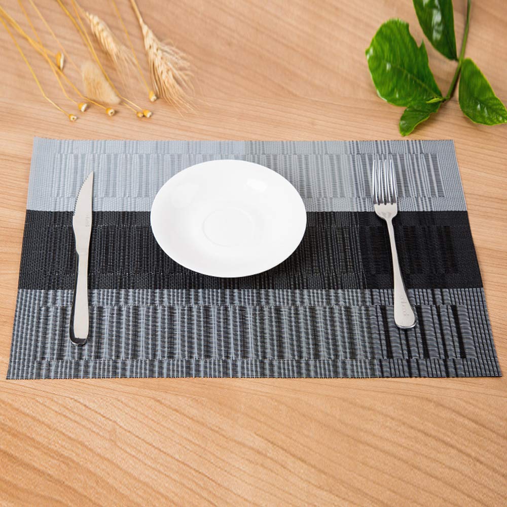 Lot De 6 Sets De Table + Chemin De Table Tissés - Vinyle Et PVC Lavable - Marron - Rectangulaire