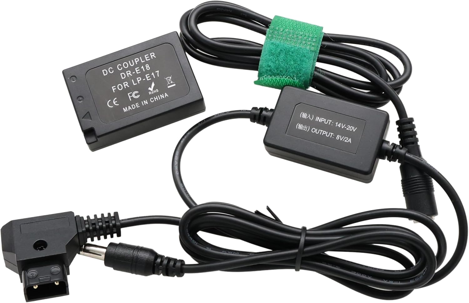 V-Mount D-TAP to LP-E17 Dummy Battery for Canon EOS R8 R10 RP T6s T6i T7i X8i SL2 800D 9000D Camera, 8V DR-E18