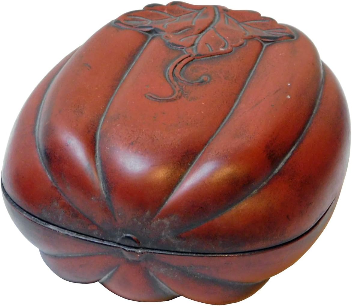 Golden Lotus Unique Chinese Calligraphic Pumking Shape Ink Stone with Box an296