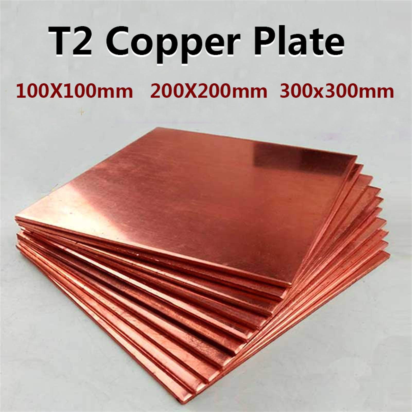 blacha miedziana 99,9% blacha miedziana T2 Płyta miedziana Czysta miedź Cu Metal 100 * 100 mm, 200 * 200 mm, 300 * 300 mm, czysta i wysokiej jakości (kolor: 200x200x3mm) (Color : 100x100x4mm)