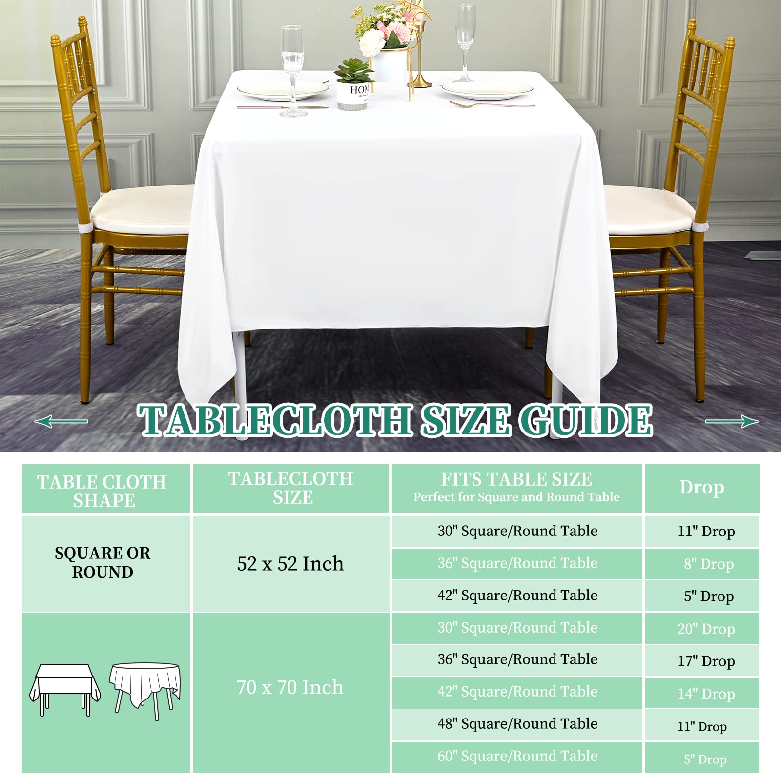 HolidayIdeas 2 Tovaglie Bianche Elasticizzate 240x76 Cm | Per Tavoli Rettangolari 2,3 M | Poliestere Antimacchia Per Feste E Matrimoni - 4