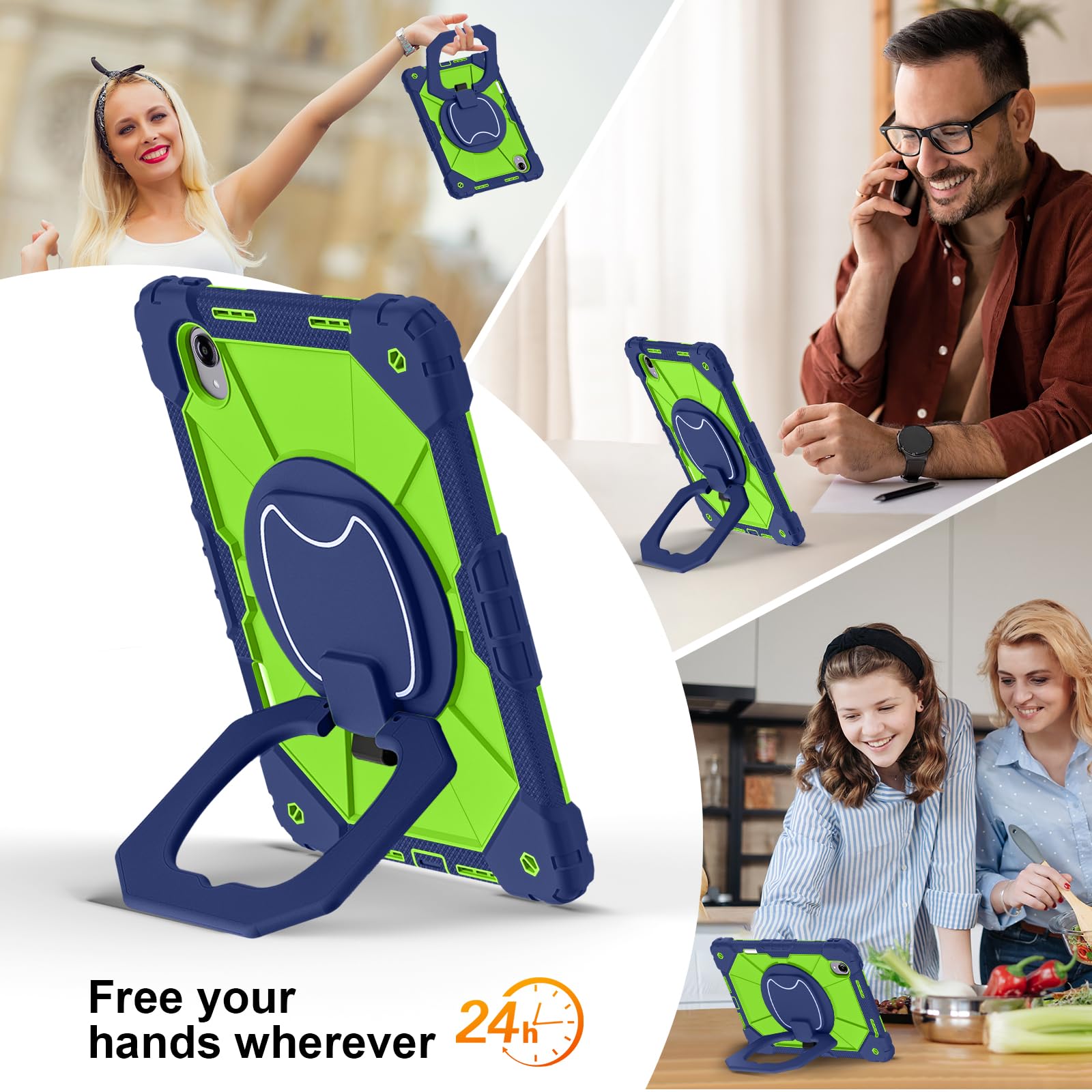 Compatibile con Lenovo Xiaoxin Pad Pro GT 13 (2026) TB378FC 13" custodia con supporto/portamatite, custodia protettiva robusta e resistente antiurto con tracolla (verde navy)
