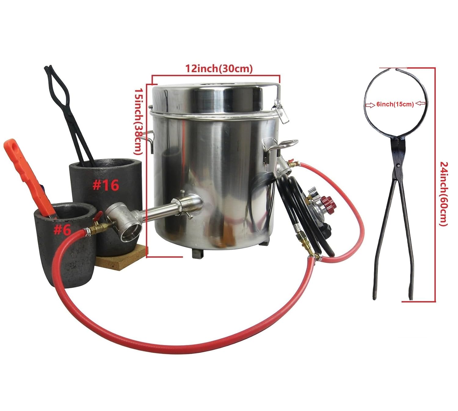 35LBS Large Capacity Propane Smelting Furnace Double Forge Burners with Crucible Tongs and 2-Part Sand Casting Flask Mold Frame for Metal Melting