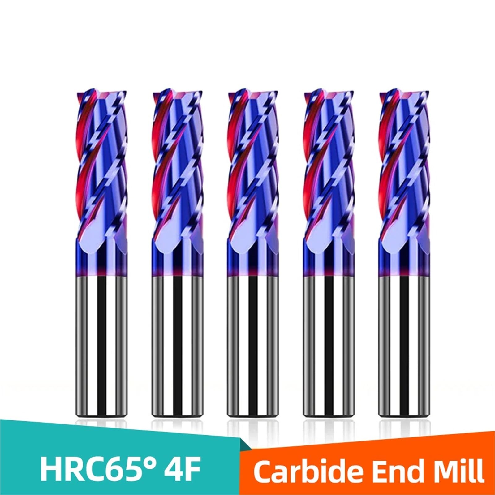 Fresa de aleación, HRC65 4 fresas de extremo carburo, cortador CNC, planas for tamaños múltiples metal(10pcs HRC65 4F,D12xD12x100L)