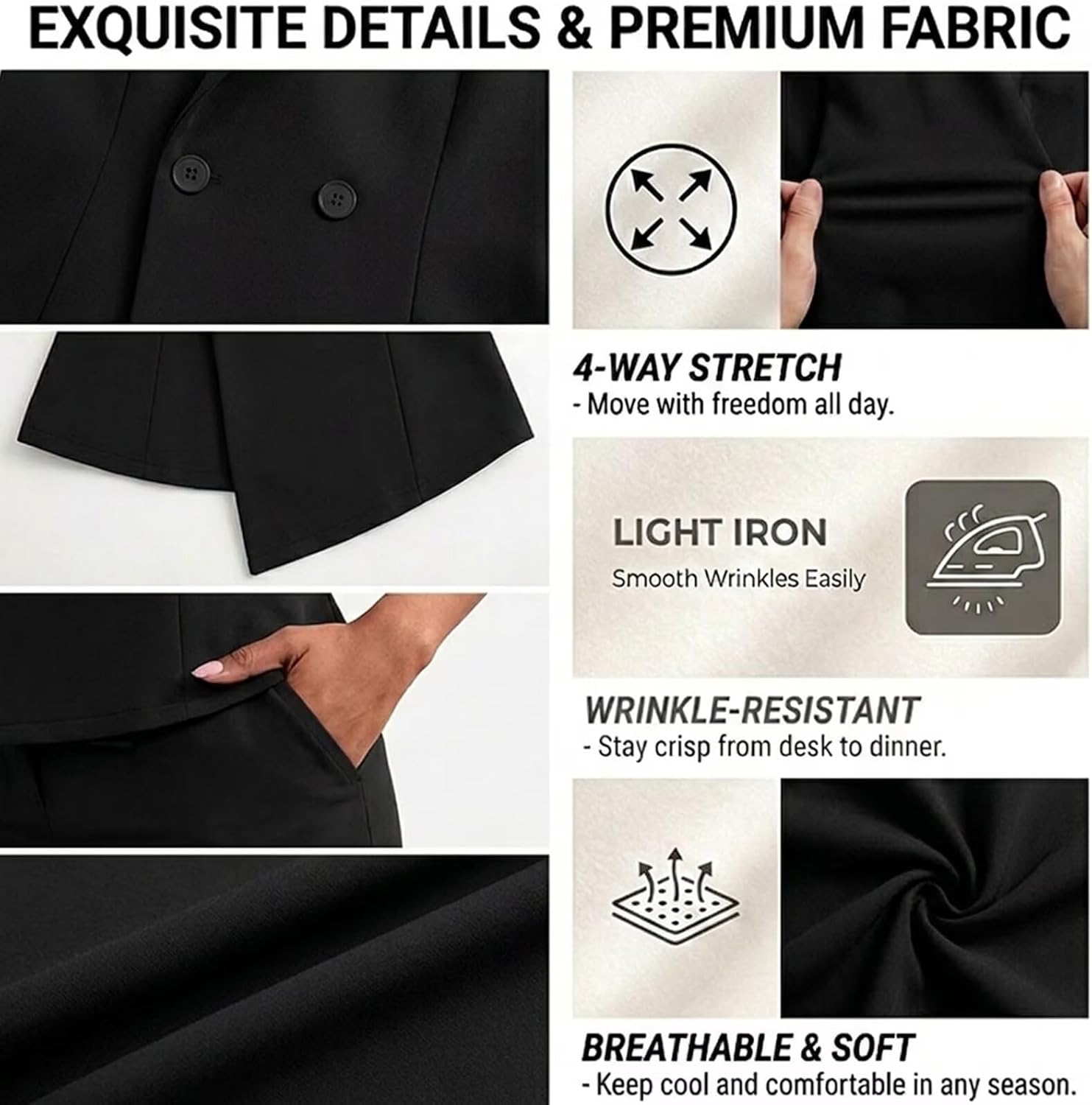 Kafiloe Pant Suits for Women Dressy 2 Piece Business Casual Outfits Sleeveless Blazer Vest Straight Pants Set