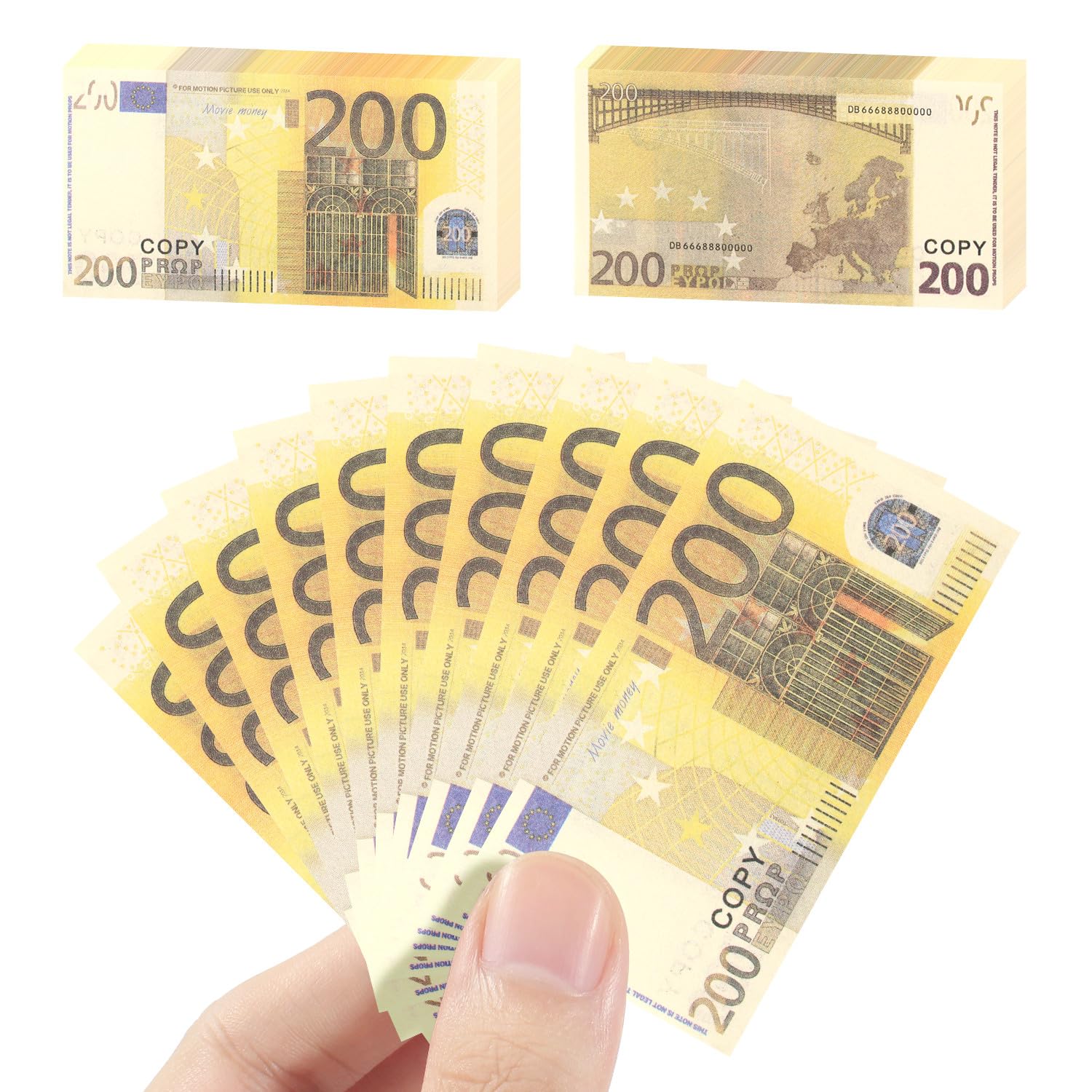 Mecool 2.40 x 1.26" 100 Pcs €200 Euros Bills Pretend Cash