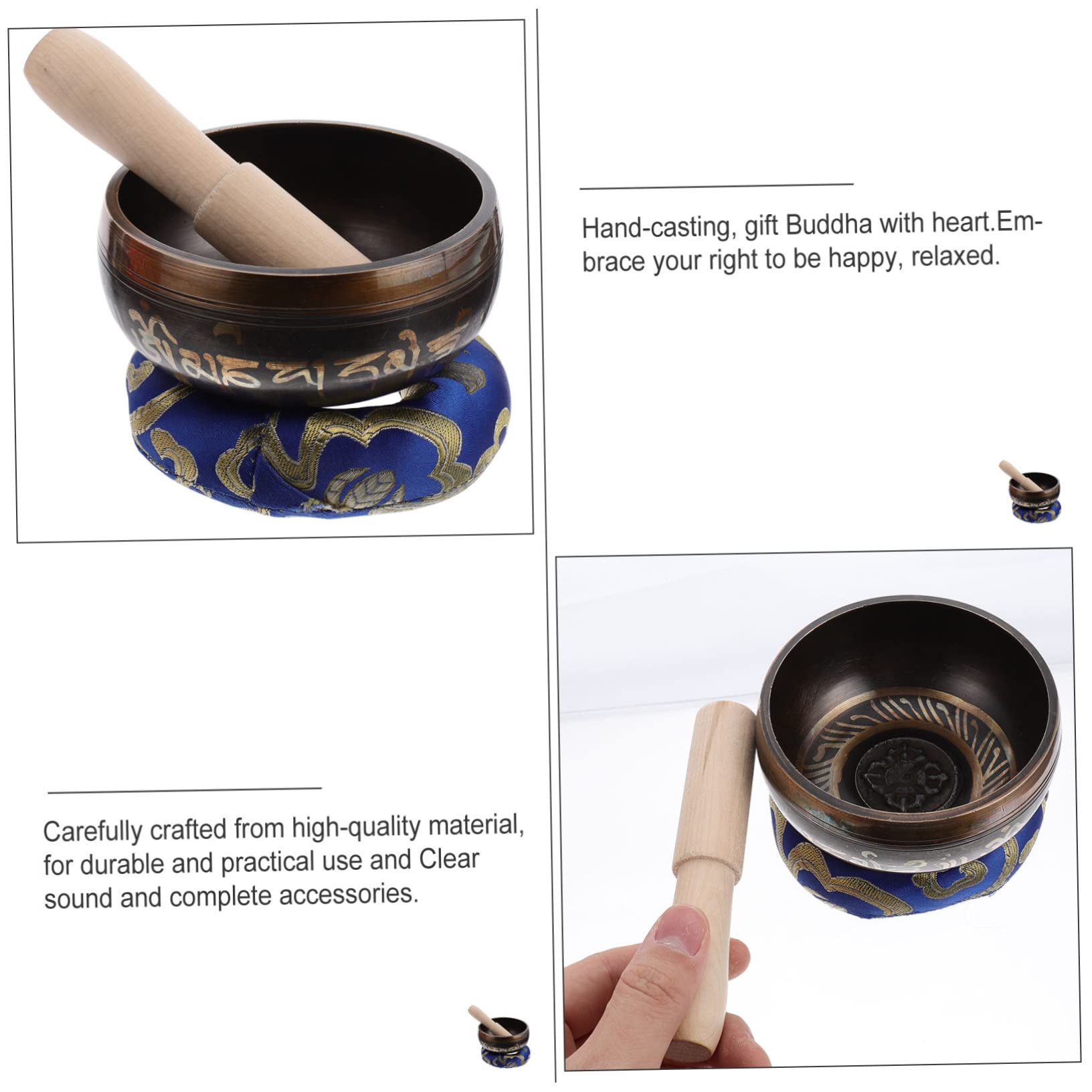 Bol Tibétain Chantant 1 Set en Cuivre avec Maillet, Coussin et Boîte