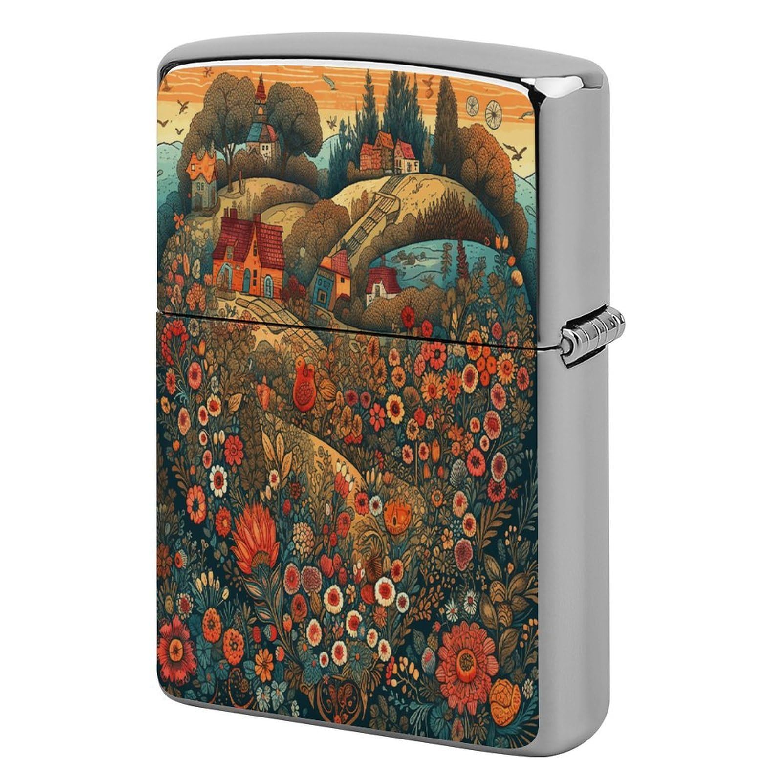 Btcowzrv Style Heart Made Of Flowers Metal Lighter Case Sleeve Cover Holder