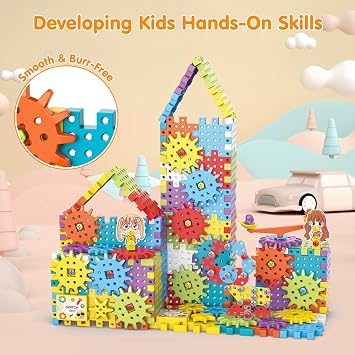 Building Toys, 234 Pieces Upgrade Gear Building Blocks Set Kids Tool Set with Electric Drill, Kids Toys STEM Kits Gifts for Boys Girls Age 3+