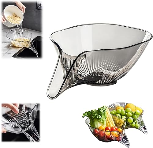 Miniatura 2 de Embudo de cesta de drenaje, cesta de drenaje multifuncional, cesta de drenaje multifuncional para lavar verduras y frutas, cesta de plástico con