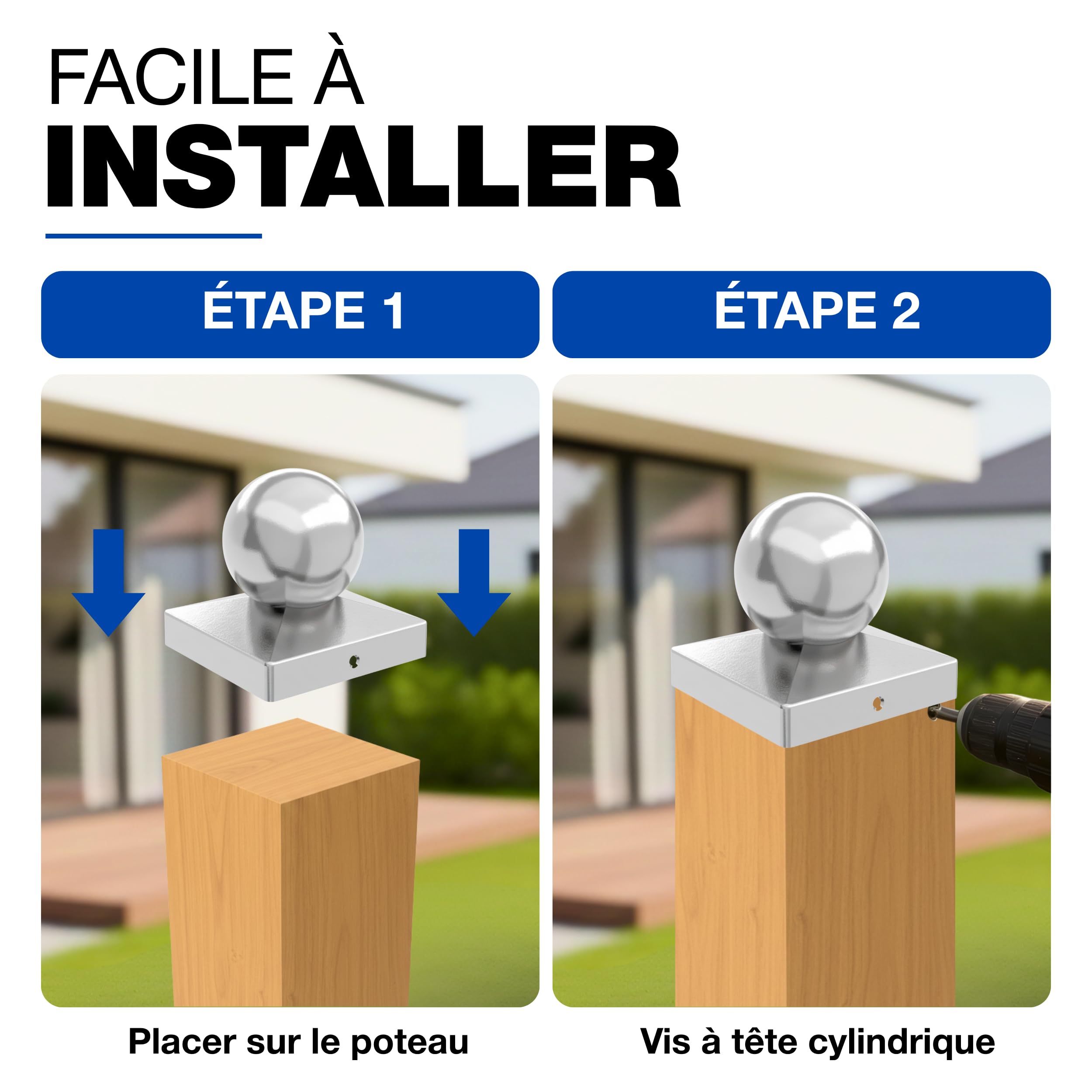 GeZu Impex Capuchon de poteau Boule 71 x 71 mm