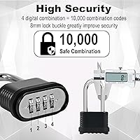 Vista 7 de Cerradura de combinación de 4 dígitos resistente a la intemperie, grillete de 4.134 in de largo, resistente a la intemperie, cerradura combinada