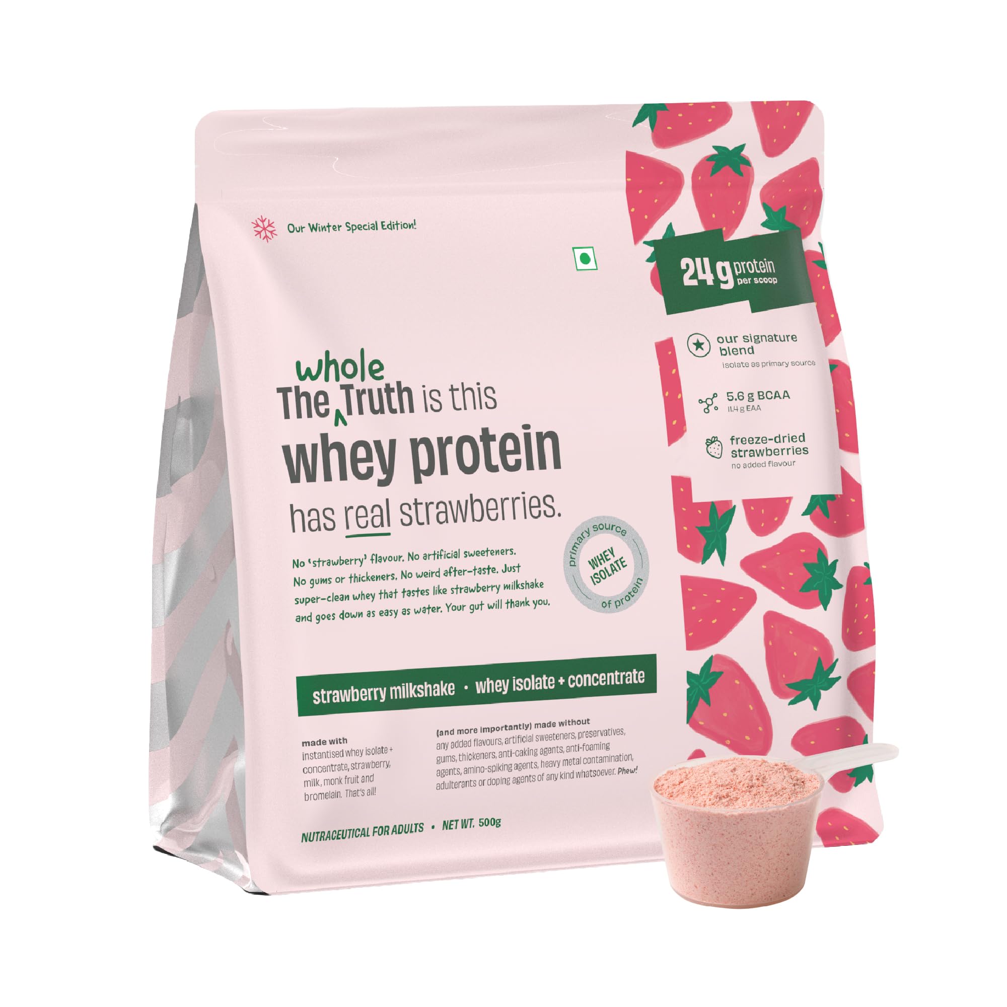The Whole Truth Whey Protein Isolate + Concentrate Blend | Cold Coffee | 500g (1.1 lbs) | 24g Protein | 6.3g BCAA — Amazon image 14
