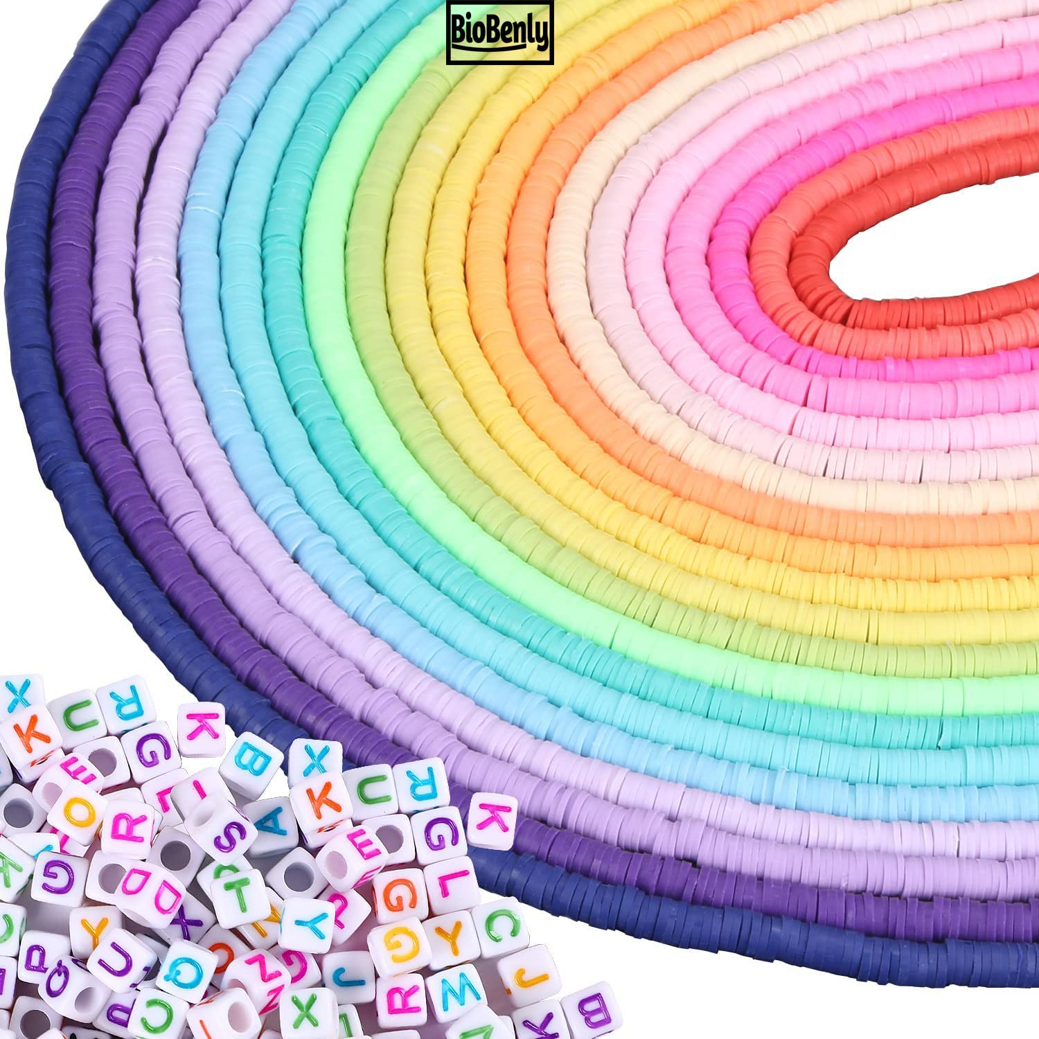 Clay Beads Set Heishi Bead Spacer - Bracelet Making 20 Colors Flat Round Polymer Clay Beads 6mm DIY Craft Making Spacer Heishi Beads for Jewelry Making Kit (TY-B-1)