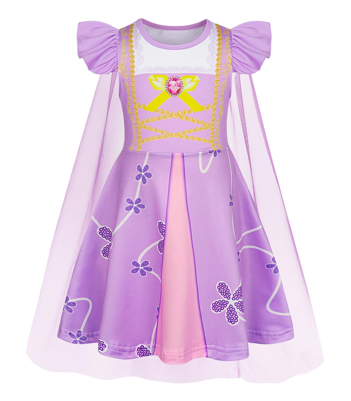 Jurebecia Purple Princess Girls Dressing up Costumes Cosplay Fancy Party Girl Princess Dresses for Festival Pageant Carnival Halloween 4-5 Years