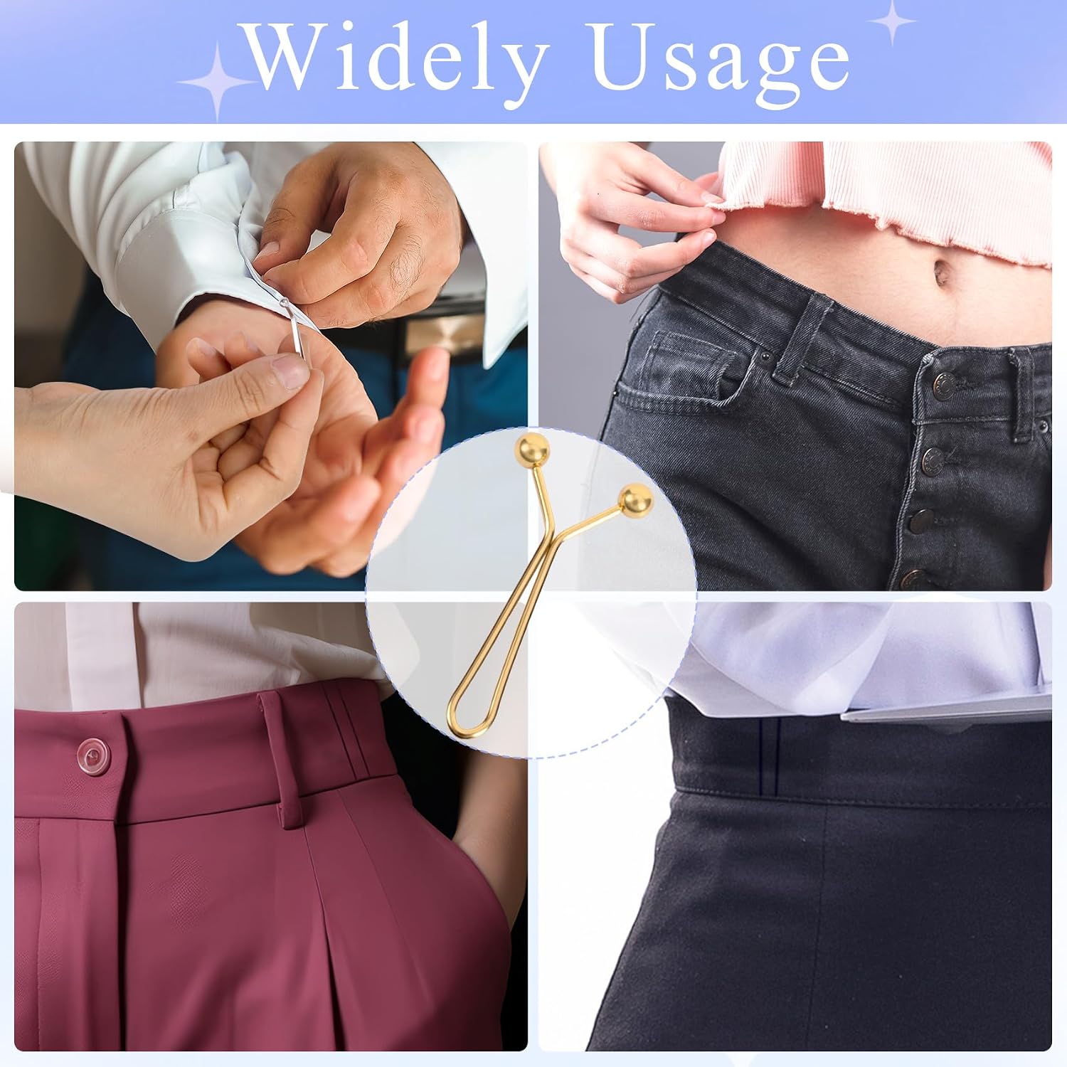 OIIKI 8pcs Pants Waist Tightener Clip Pins, Gold & Silver | Invisible, Detachable, No Sew, Adjustable Waist Cincher Clip Brooch Pins, for Clothes, Jeans, Pants, Skirts, Scarf, Shawl image 4