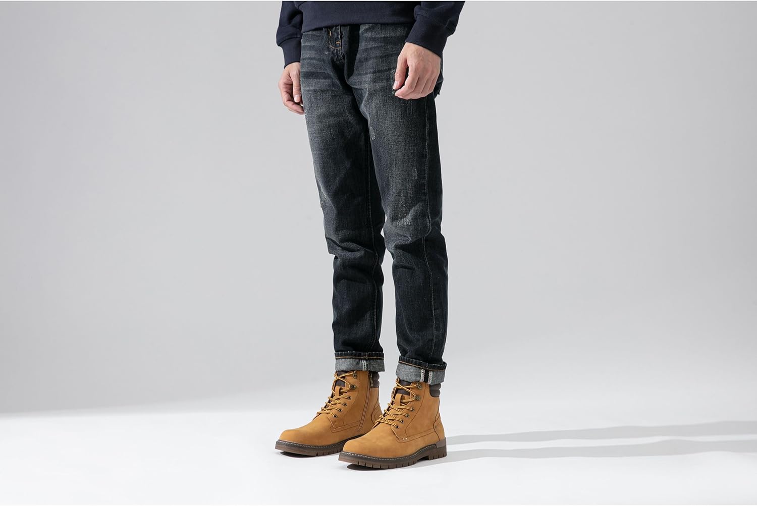 Miniatura 2 de Jousen Botas casuales para hombre, botas chukka con cremallera a la moda, amarillo (8118-yellow)