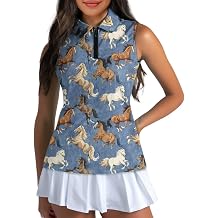 POLERO Mushroom Golf Shirt for Women Tennis Tank Tops Sleeveless Zip Up Golf Workout Athletic Outfits