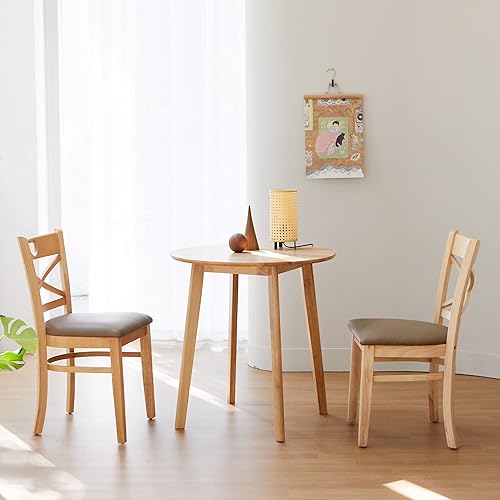 Miniatura 7 de Livinia Canberra - Mesa de comedor redonda de madera de 27.6 pulgadaspequeña mesa de cocina moderna de roble malayo de mediados de siglo (roble