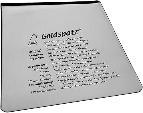 Miniatura 5 de Goldspatz - Tabla ergonómica Spaetzle y raspador con grabado (Spaetzle-Receta en inglés)