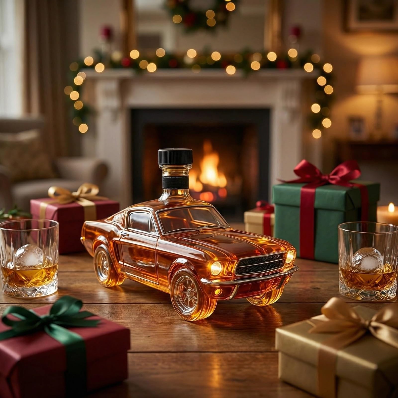 Carafe à whisky en forme de voiture de 300 ml – Bouteille en verre soufflée à la main en forme de voiture de sport 3D, distributeur de whisky unique, cadeau créatif pour homme, décoration de
