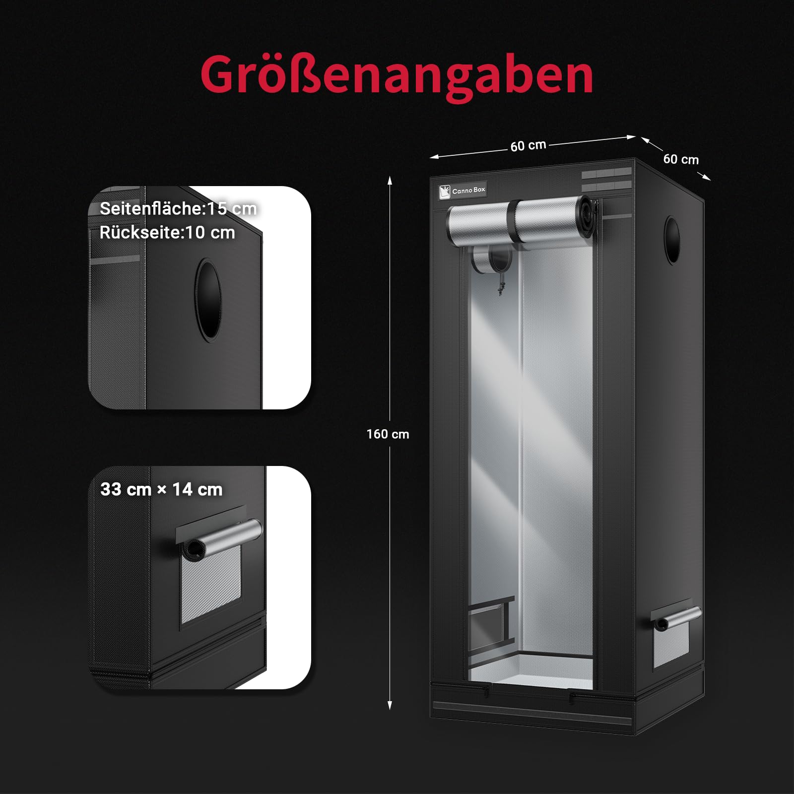 Growzelt 60x60x160 cm Pro Indoor Growtent Transparente Schicht Design Reflektierende Mylar 1680D Oxford Zuchtzelt für Hydrokulturen