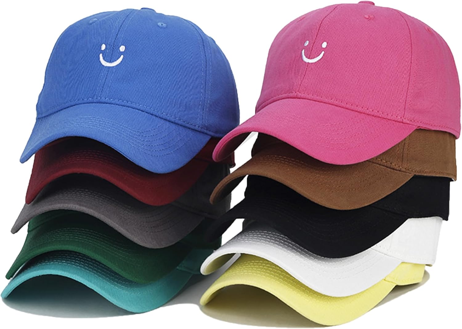 Umeepar Smile Face Baseball Cap for Women Men Adjustable Low Profile Unstructured Cotton Dad Hat - Image 3